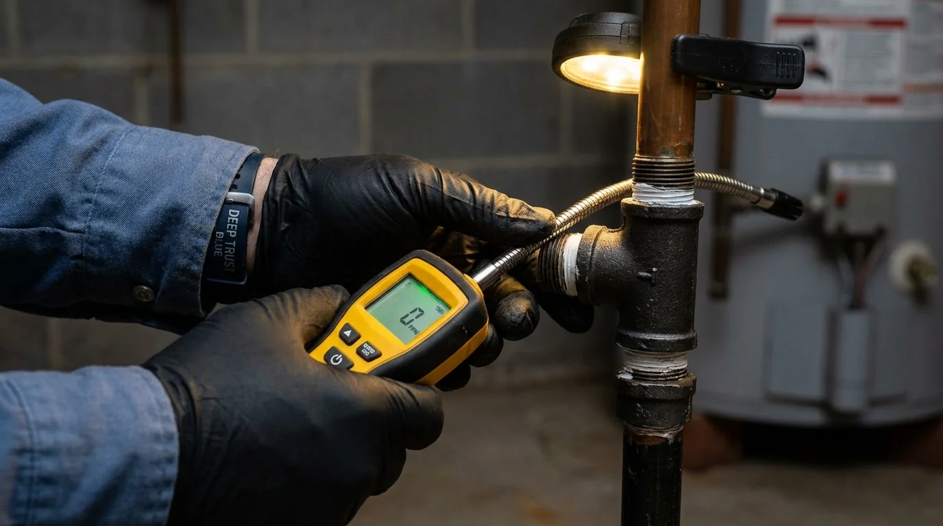 Gas leak detection with electronic sniffer by Johns Plumbing LLC in Cranston