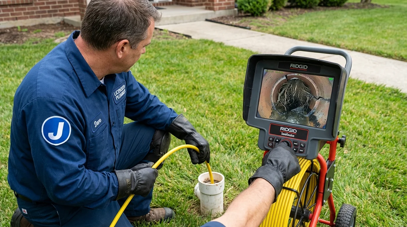 Sewer camera inspection being performed by Johns Plumbing LLC in Cranston